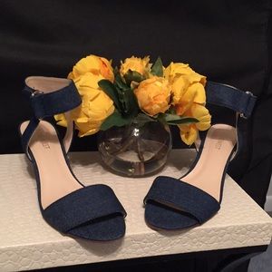 Cork wedge with blue Jean material sandals